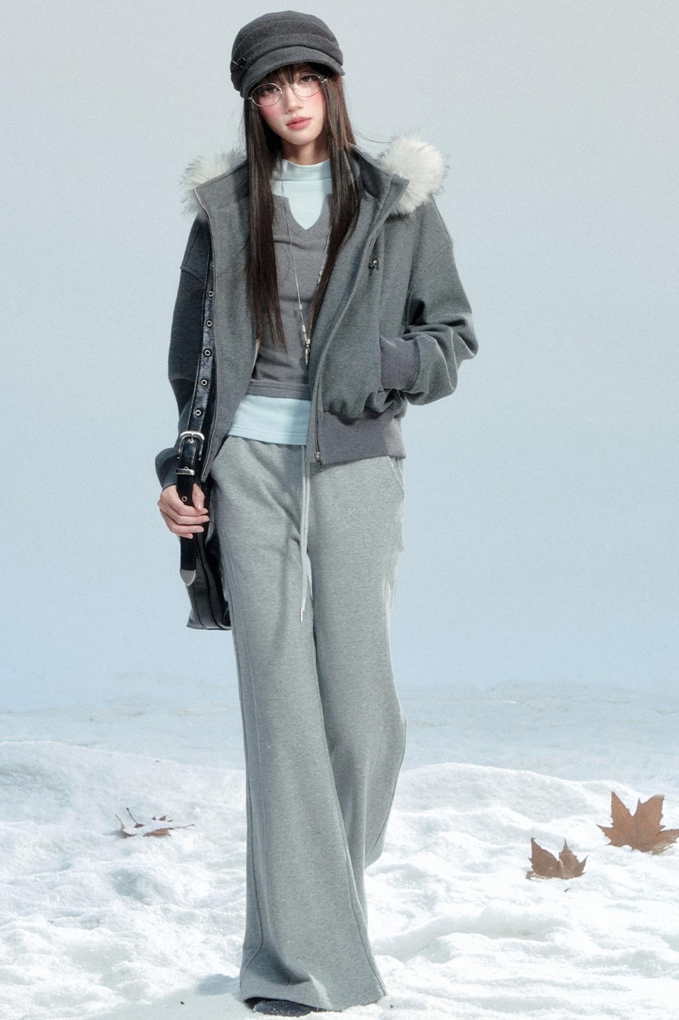 Hooded Fur Collar Jacket