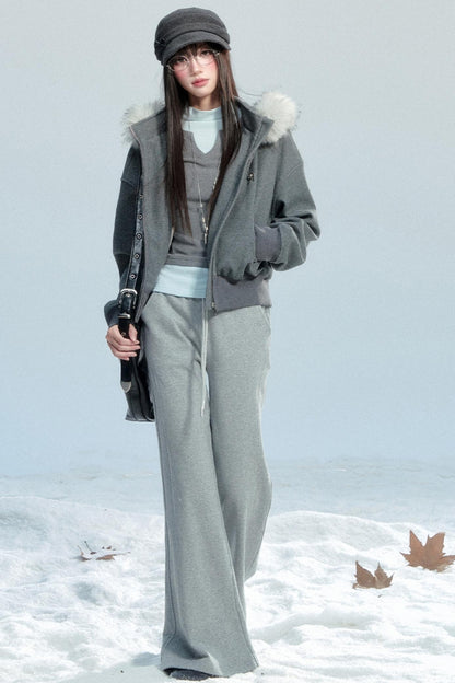 Hooded Fur Collar Jacket