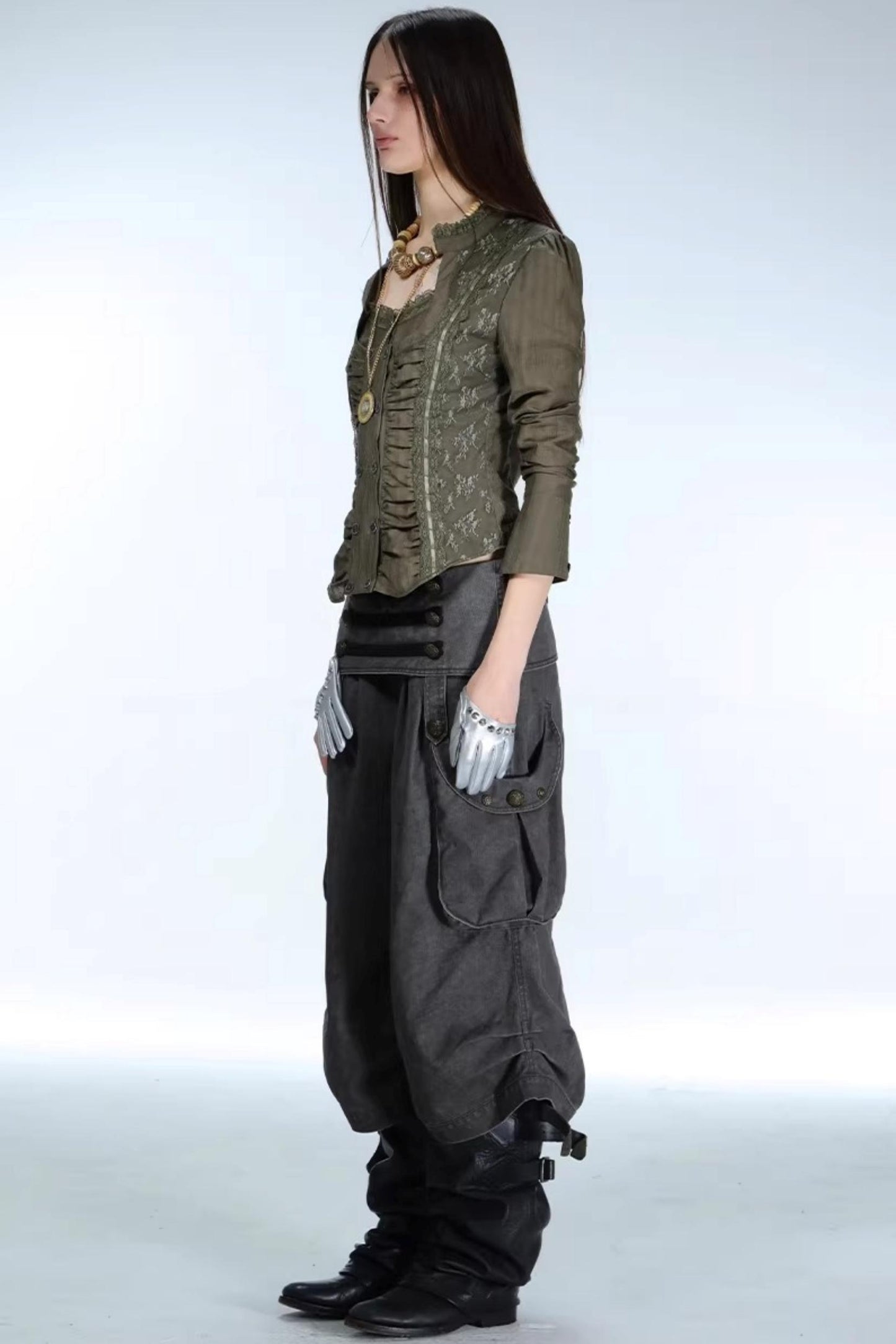 Retro Lace Splicing Shirt