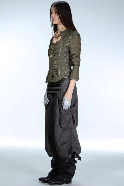 Retro Lace Splicing Shirt