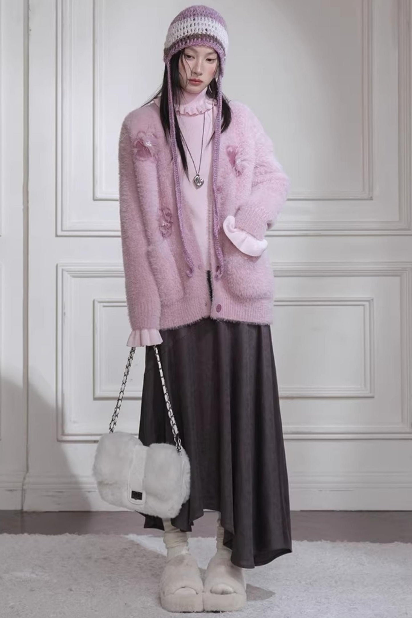 Human Pink Feder-Cardigan