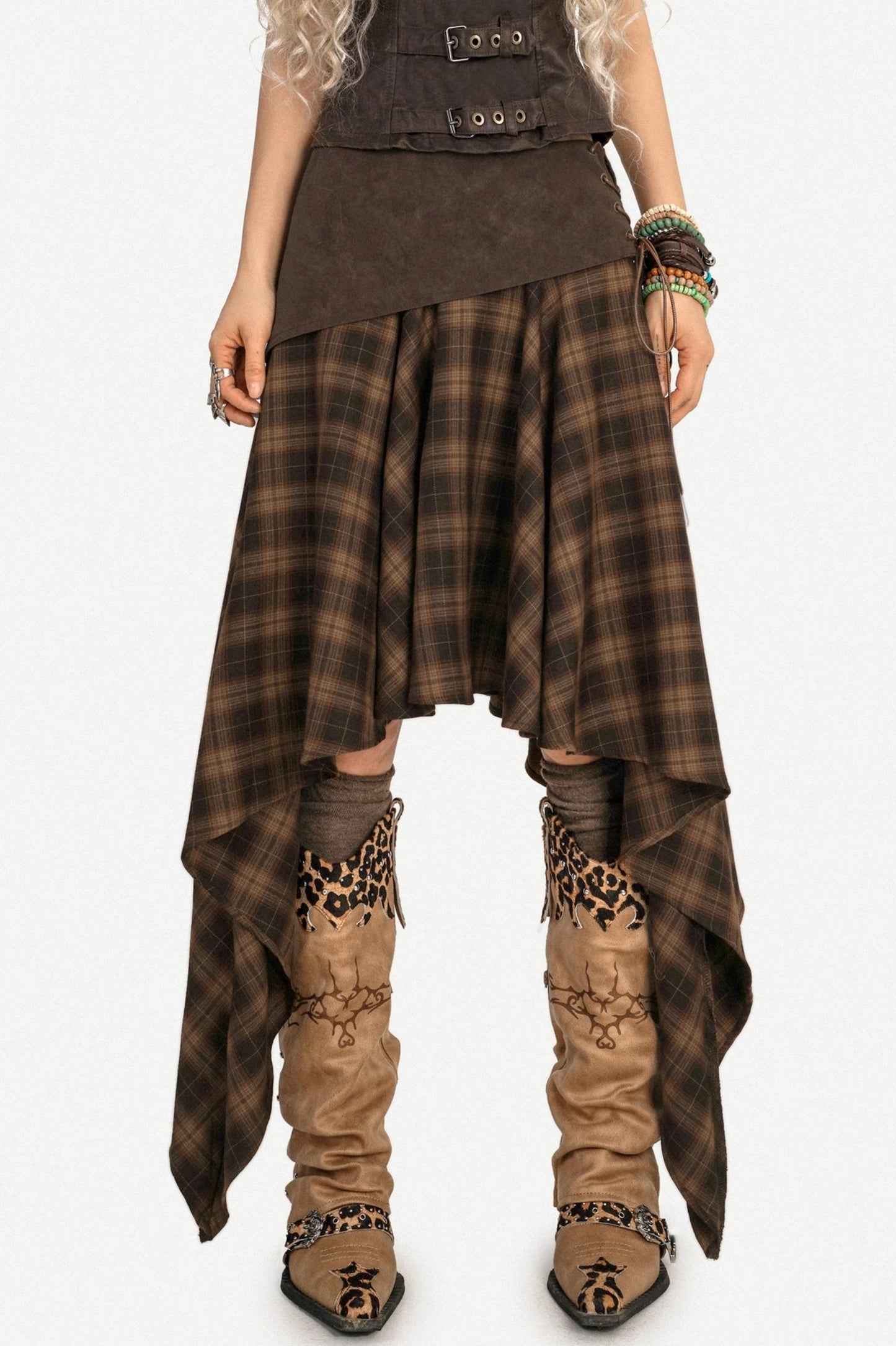 American Retro Plaid Skirt