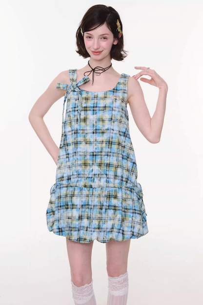 Lime Green Checkered Dress