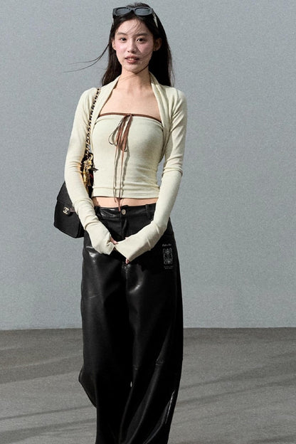 Slim Bandeau Cardigan Two-Piece Set