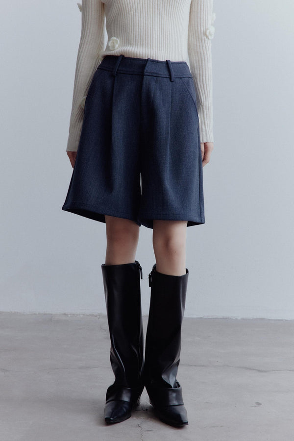 Midnight Blue Wool Suit Shorts
