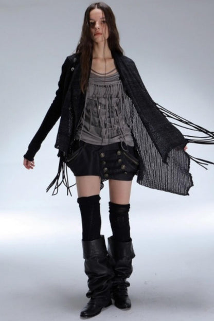 Bohemian Wool Fringed Cardigan