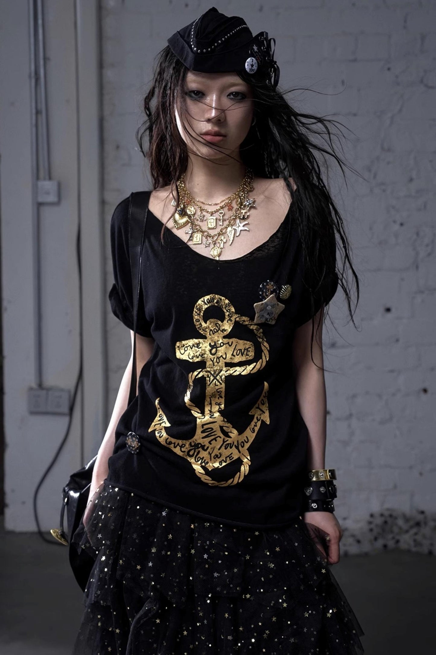 White-Black Sailor Hat