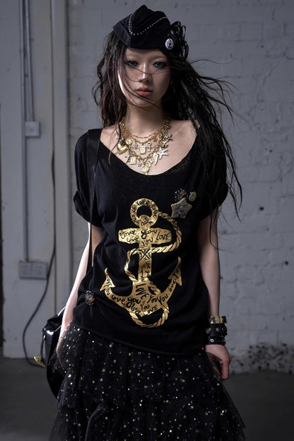 White-Black Sailor Hat