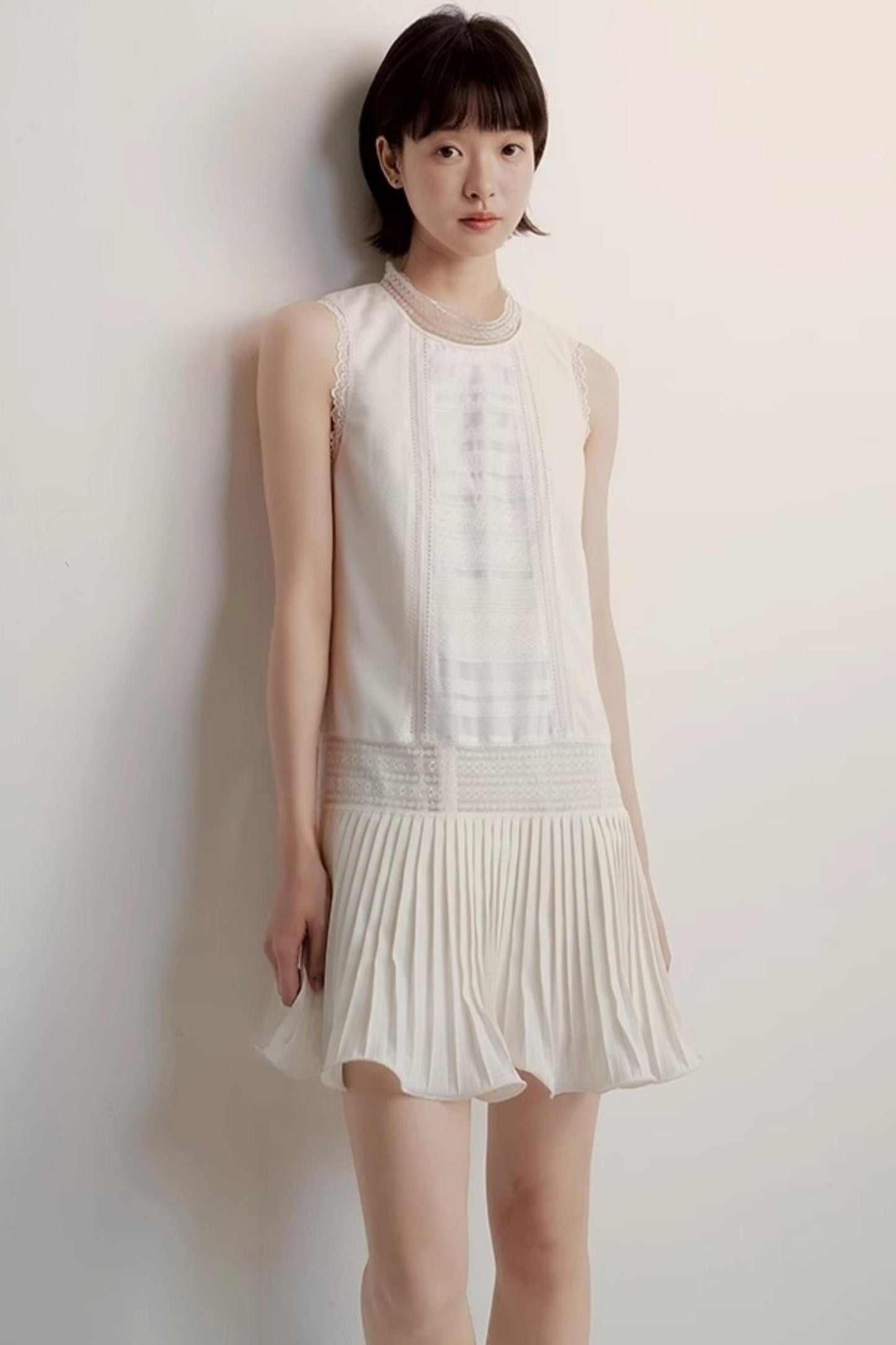 Textured Lace Pleat Dress