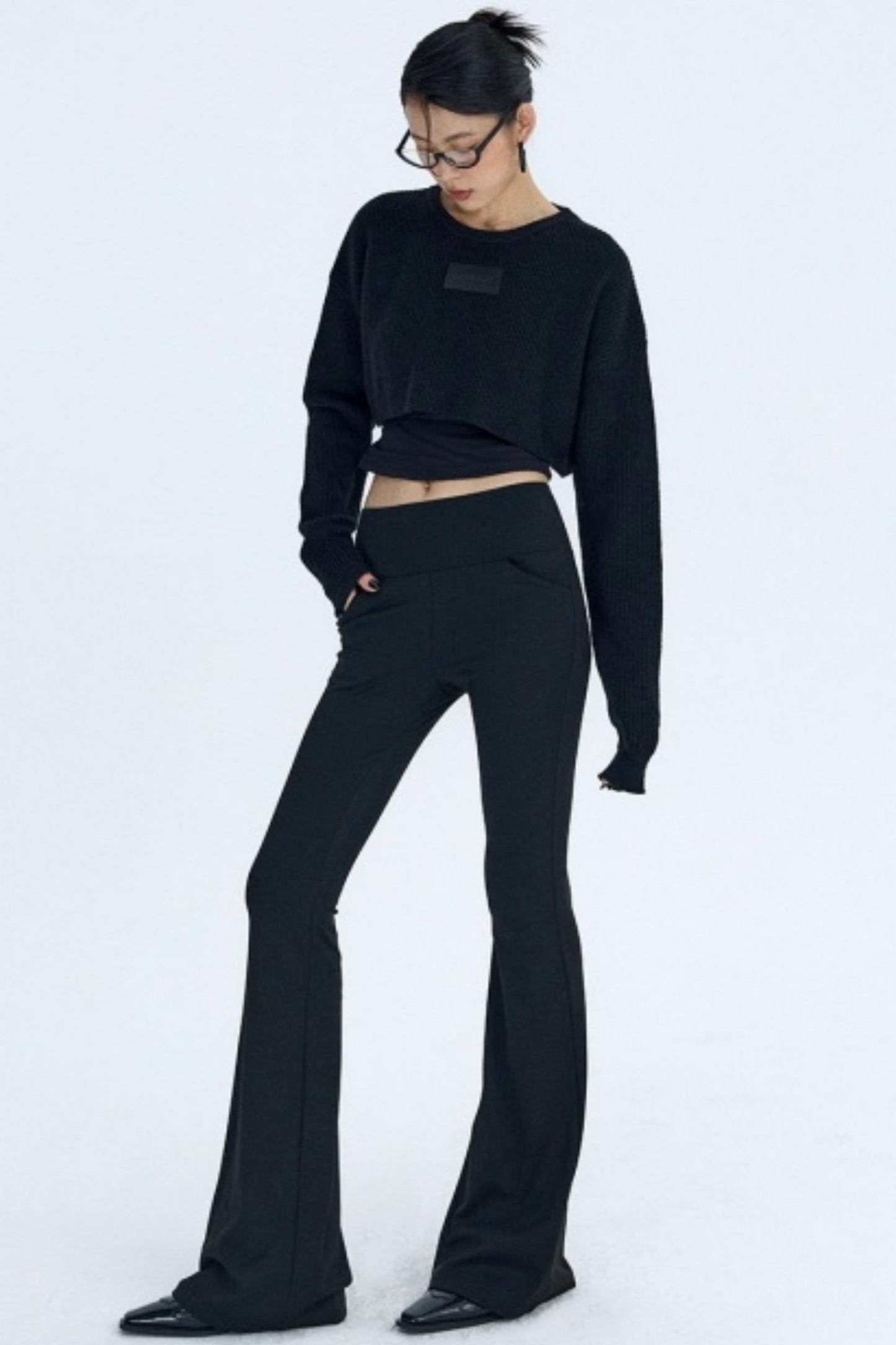 Black Fleece Flared Pants