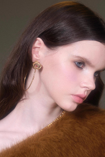 Vintage Rose Zircon Hoop Earrings