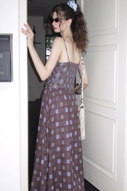 Fall Check Slip Dress