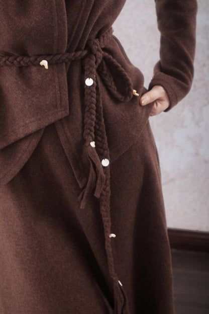 Chestnut Brown Knitted Sweater Set-Up