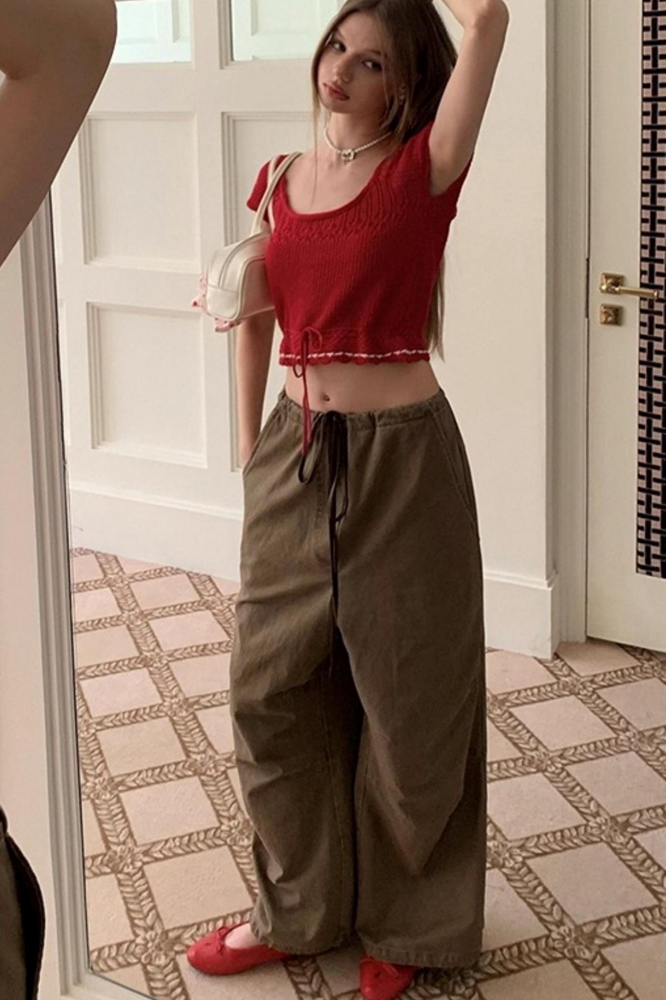 Drawstring Straight Leg Casual Pants