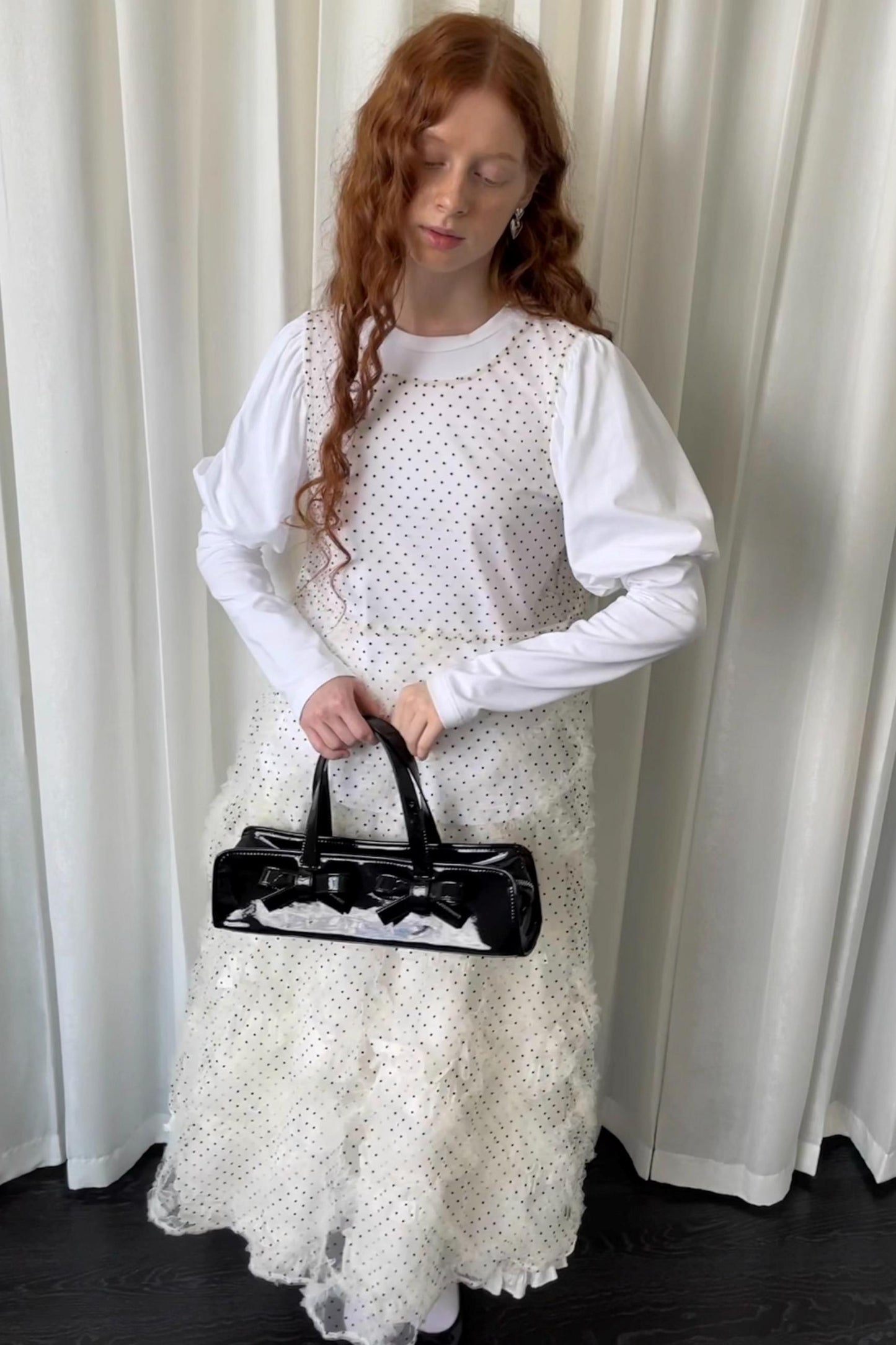 Lace Mesh Polka Dot Flocked Sundress