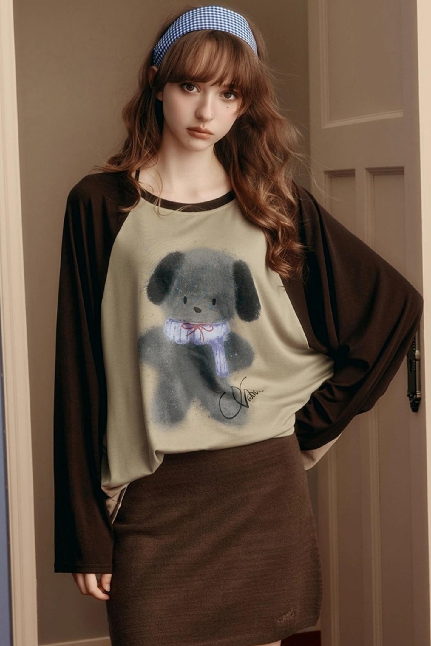 Contrasting Raglan Sleeve Top