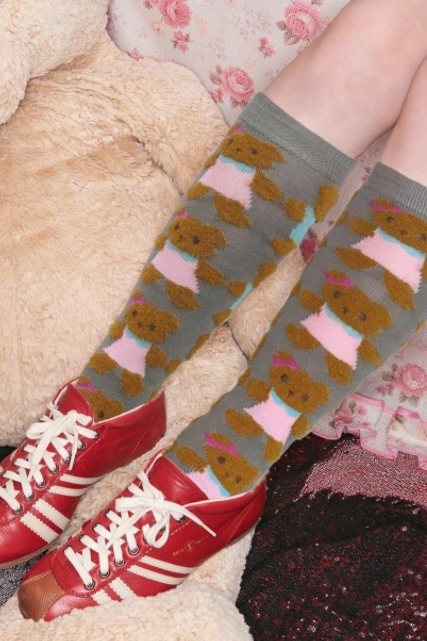 Bear Plush Knitted Socks