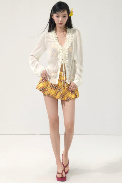 Sweet Pleated Short Skirt