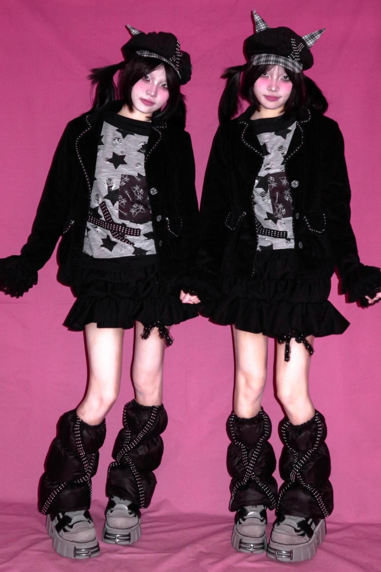 Studded Lace Sleeves Slim Corduroy Blazer