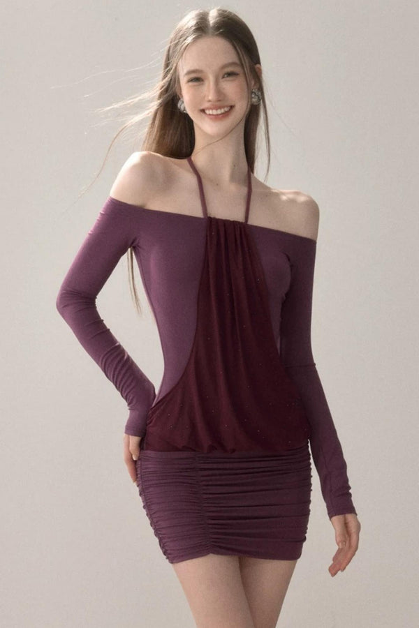 Elastic Off-Shoulder Bodycon Dress