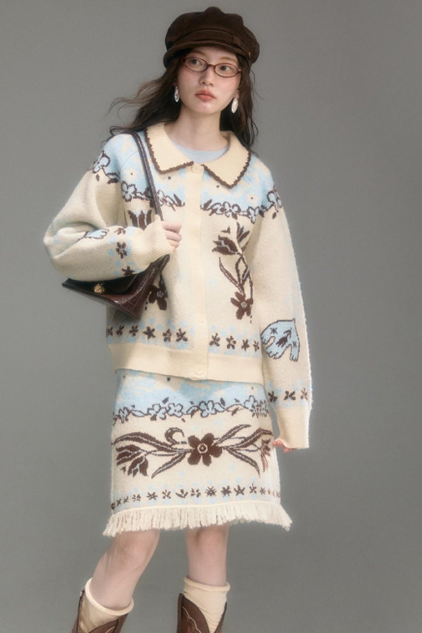 Paradise Jacquard Tulip Cardigan Set-Up