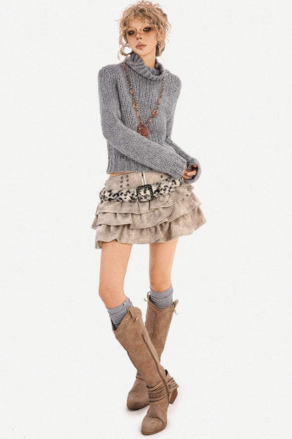 Romantic Chunky Knit Turtleneck Sweater