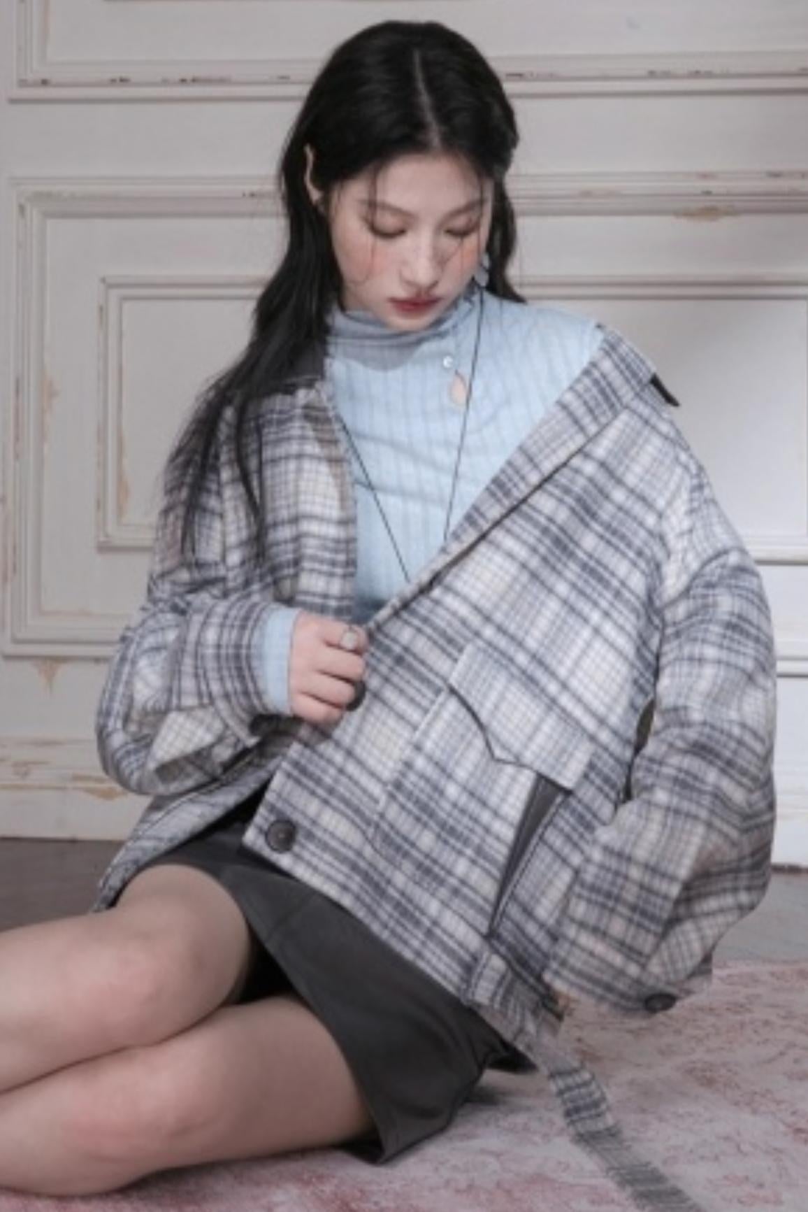 Snow Plaid Wool Tweed Jacket Set-Up