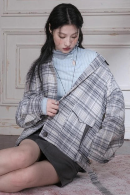 Snow Plaid Wool Tweed Jacket Set-Up