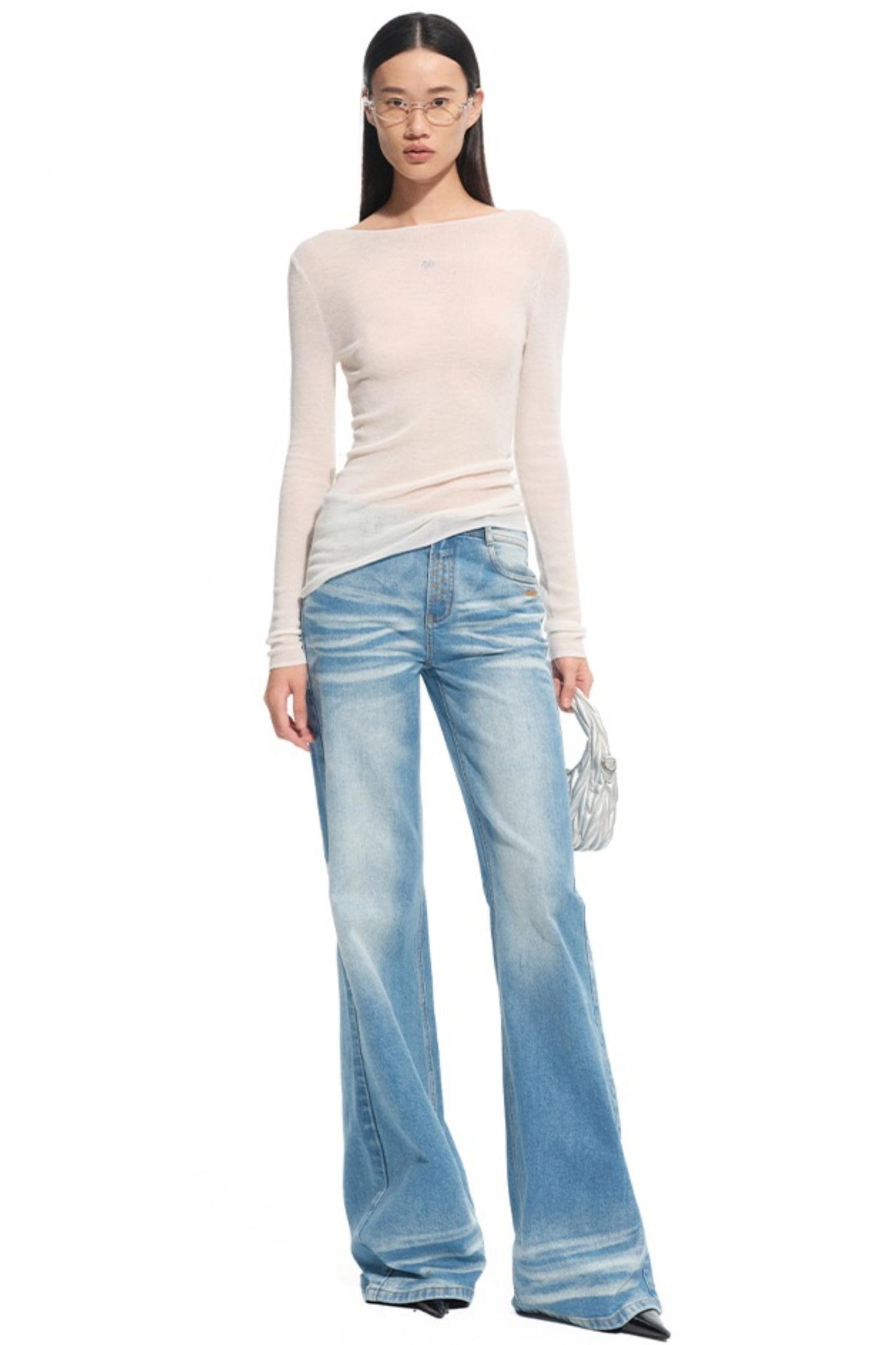 High Neck Long Sleeve Knit Wool Top