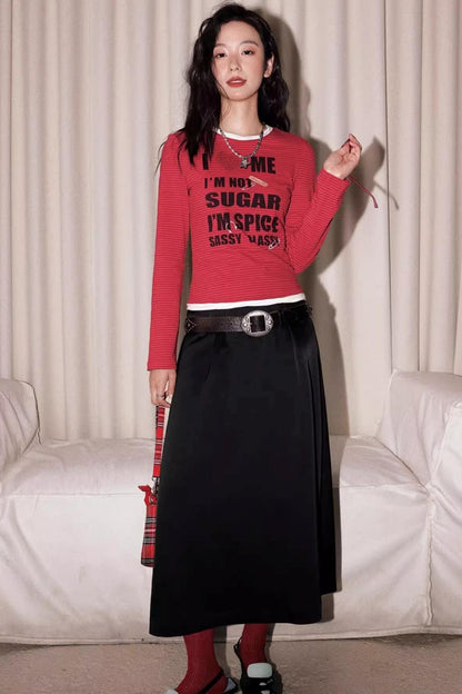 Slim Fit Long-Sleeve Striped Top