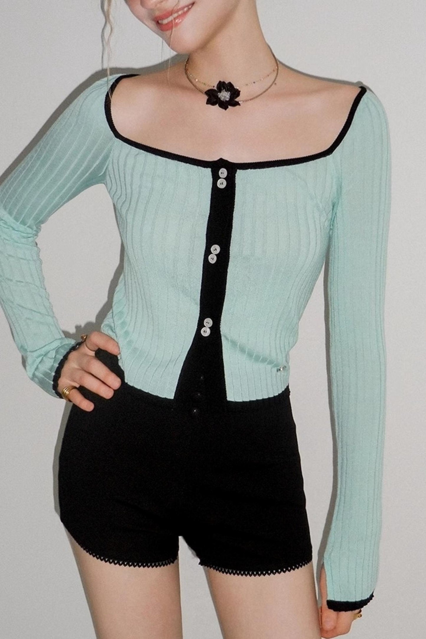 Lime Tencel Square Neck Sweater