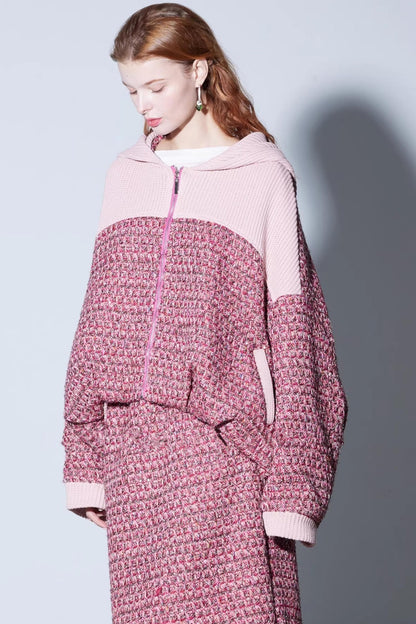 Dekonstruiertes Tweed-Strickjacken-Set