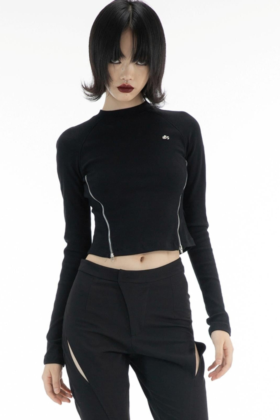 Slim Double-Zip Sleeve Top