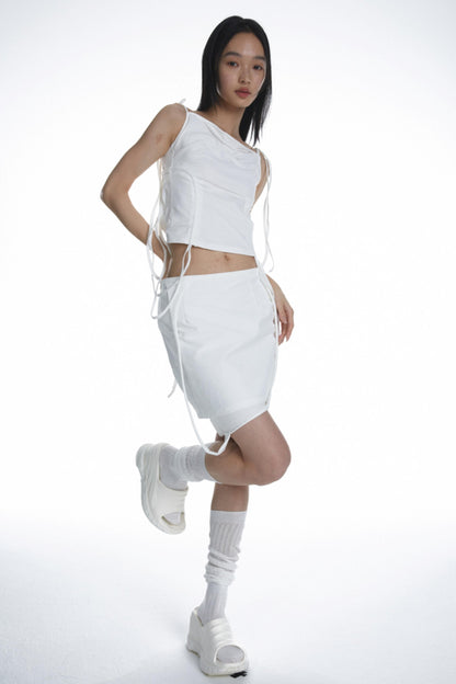 White Lace-Up Skirt