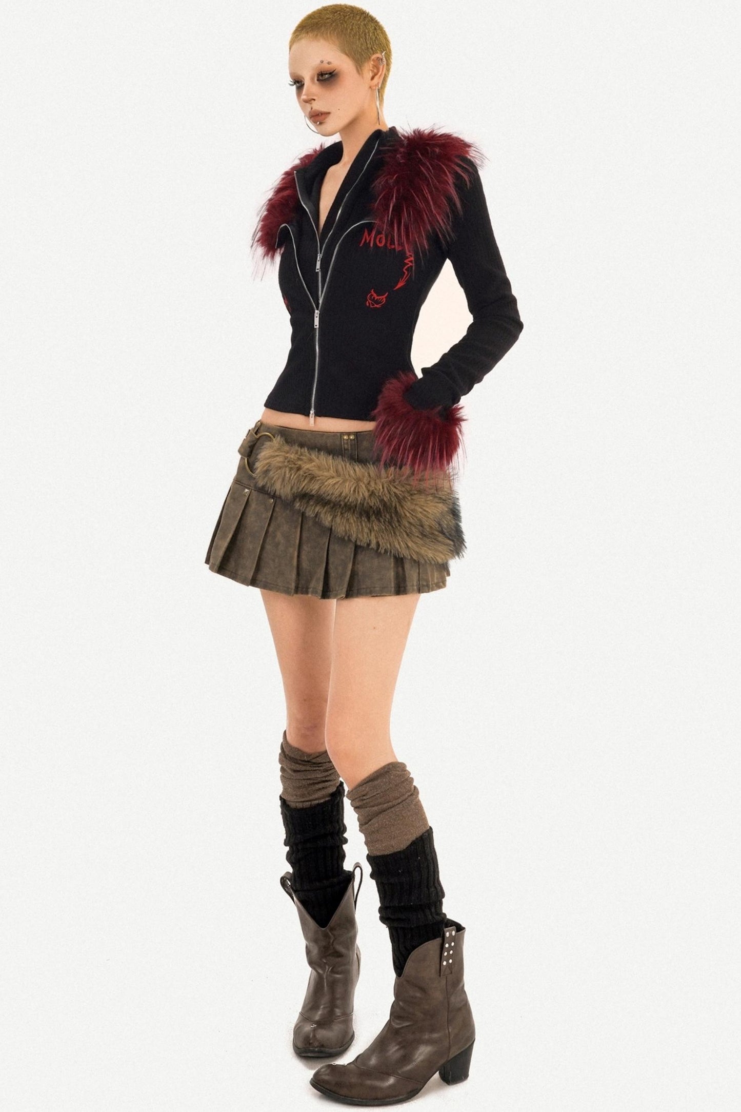 Mid-Low Waist Mini Pleated Short Skirt