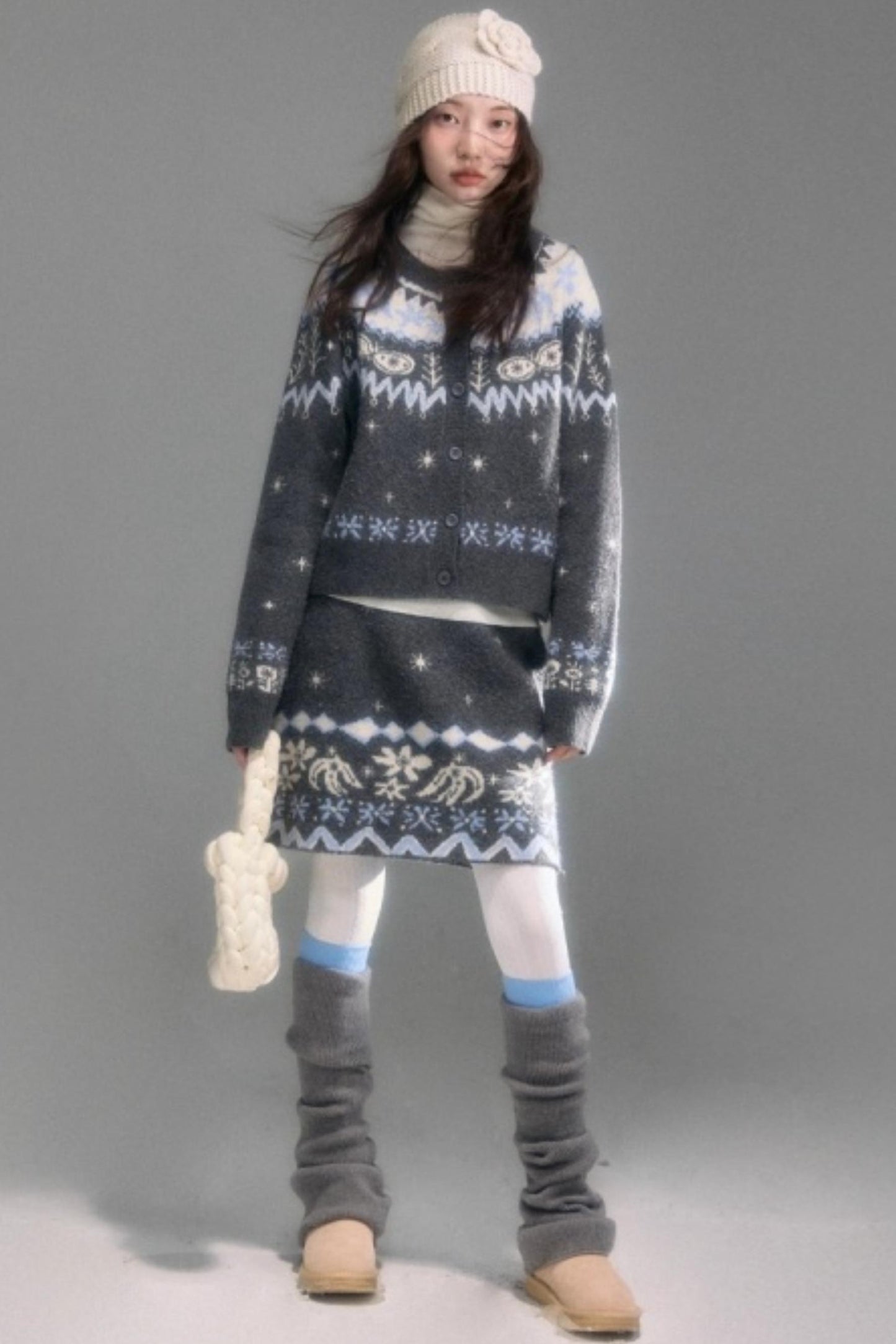 Snowflake Jacquard Cardigan Set-Up