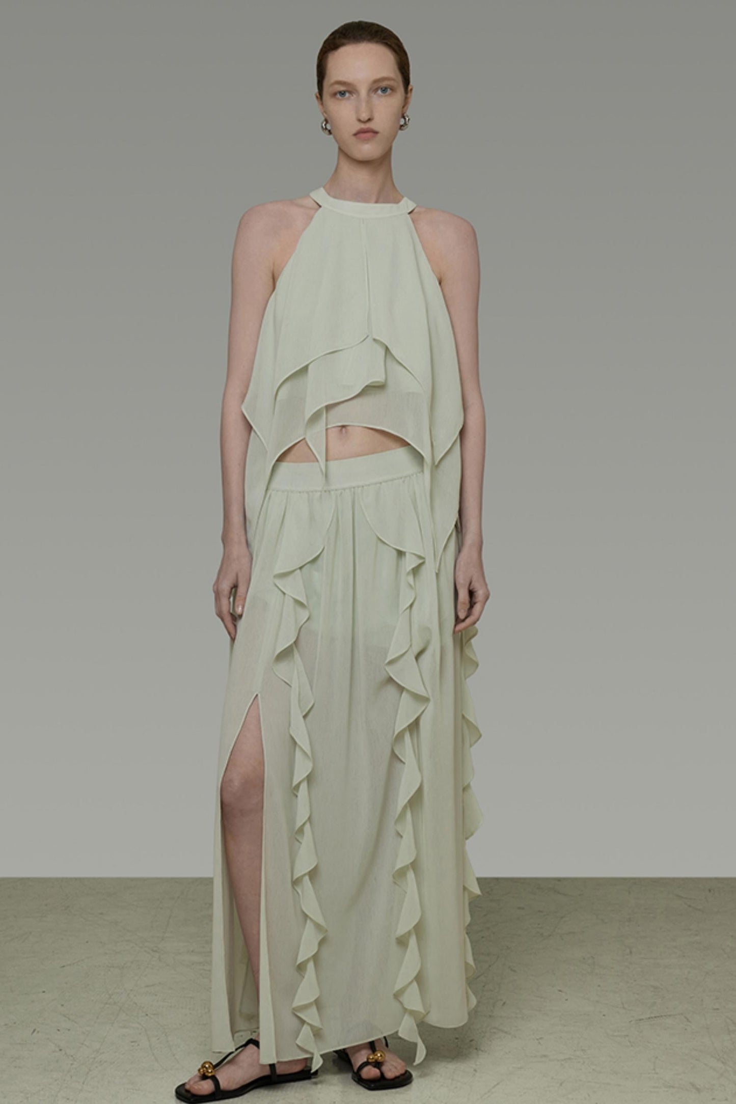 Flutter Belt Midi Skirt