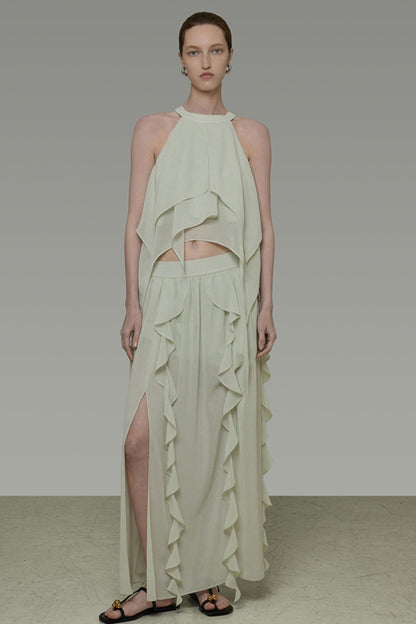 Flutter Belt Midi Skirt