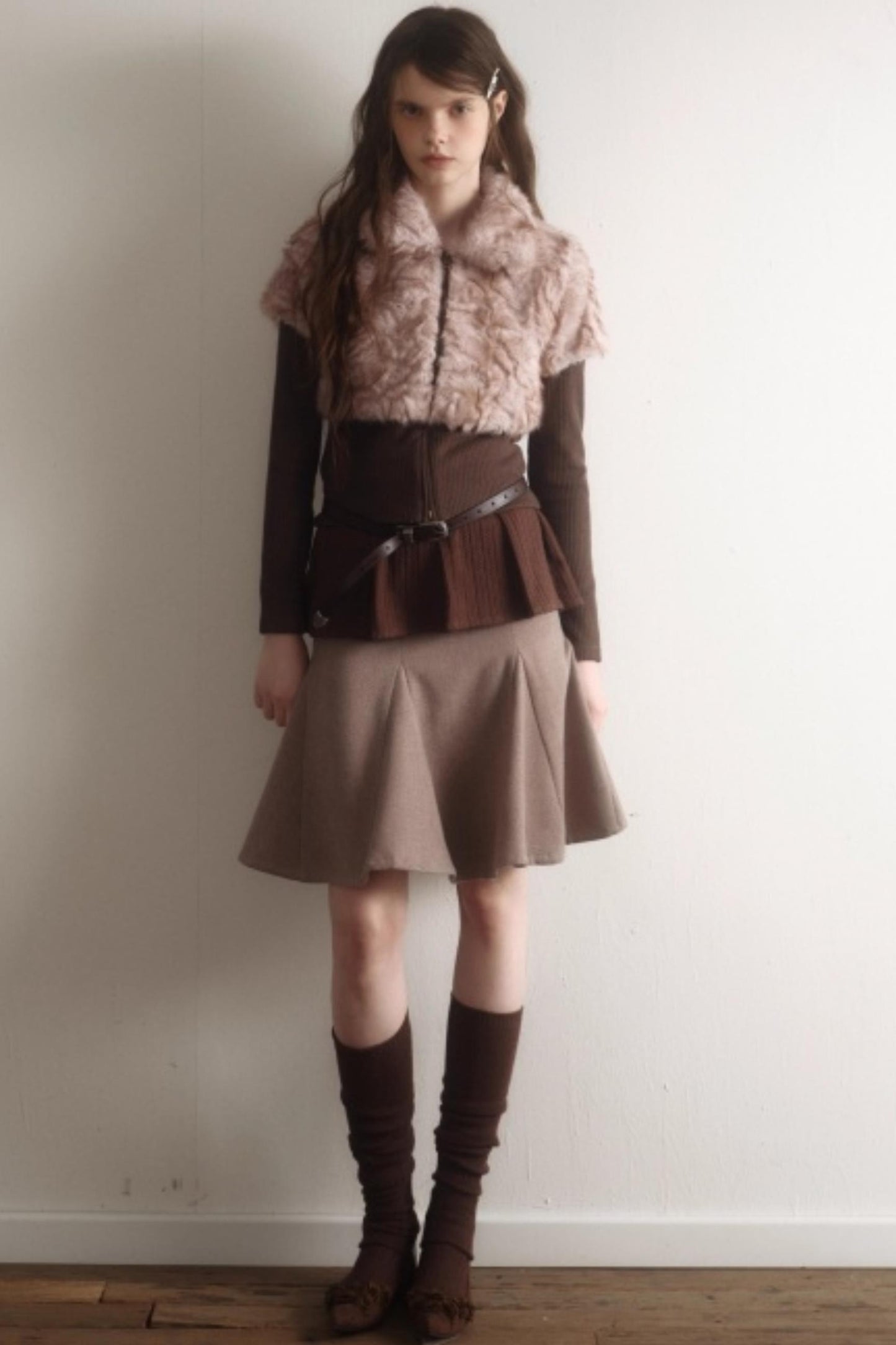 Retro High-Waisted Woolen Skirt