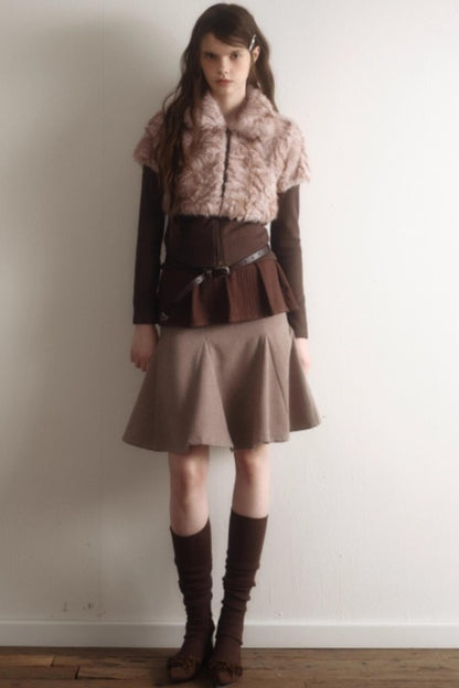 Retro High-Waisted Woolen Skirt