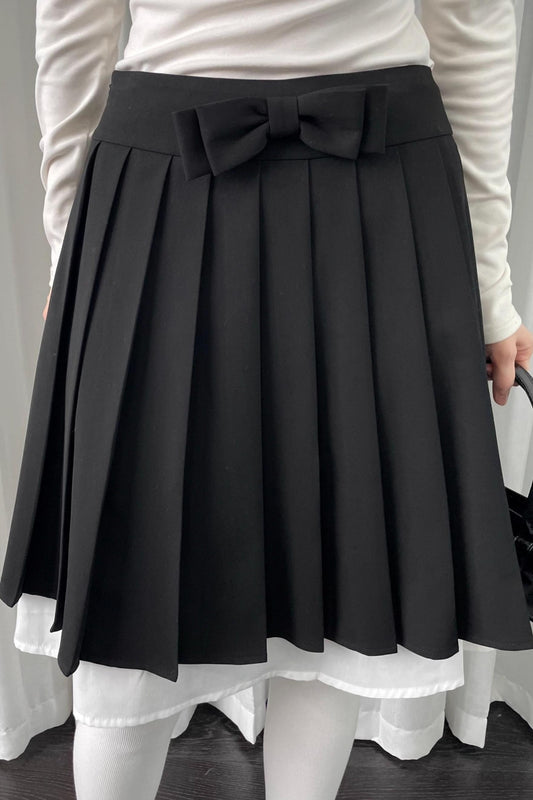 Black Pleated Bow Skirt