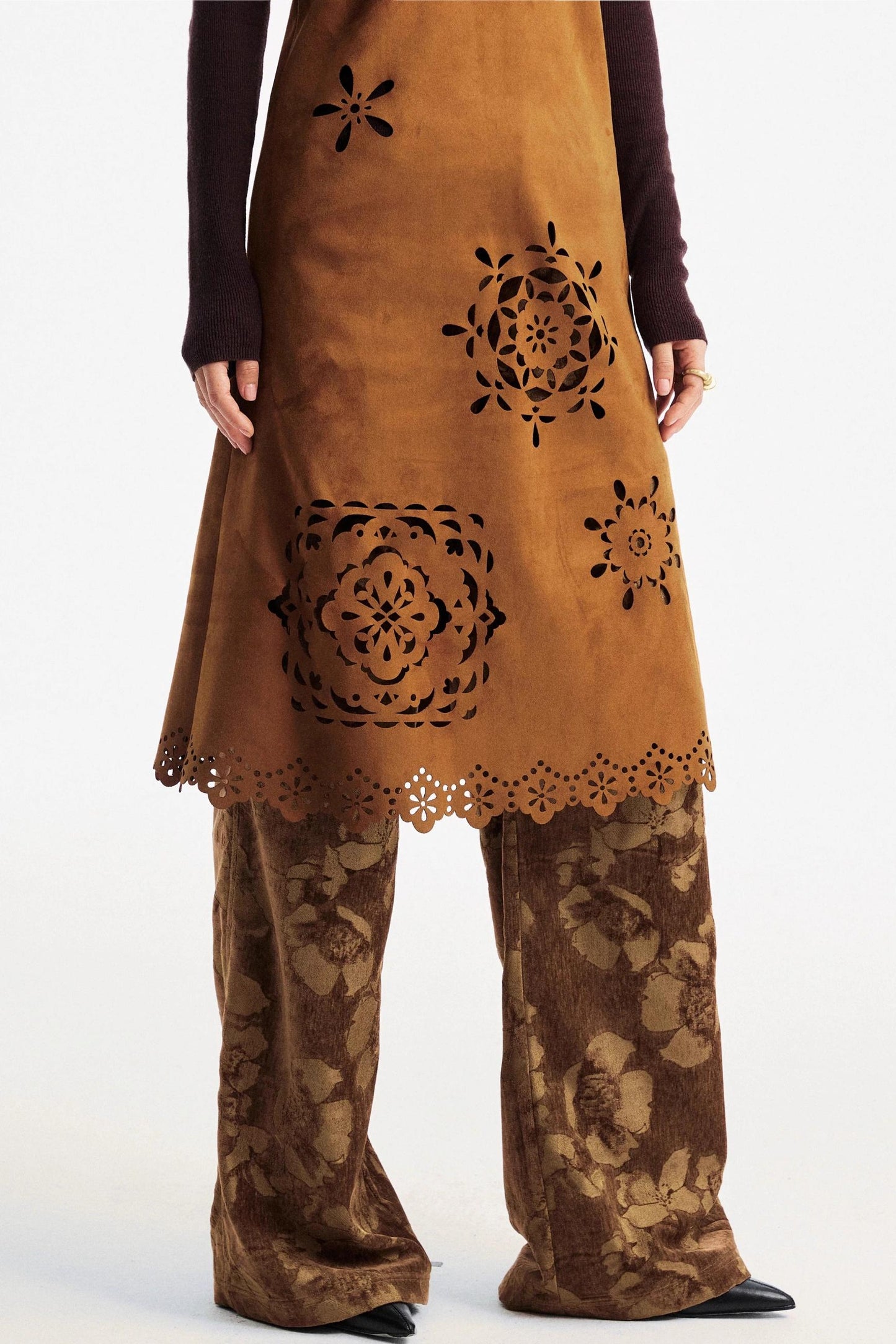 Two-Tone Lace Suede Dress