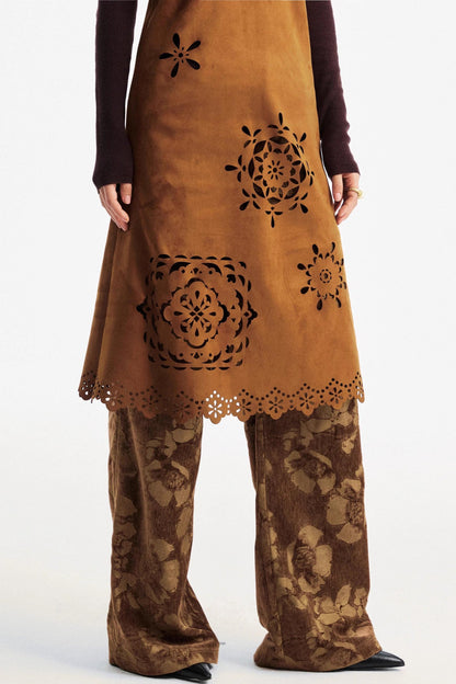 Two-Tone Lace Suede Dress