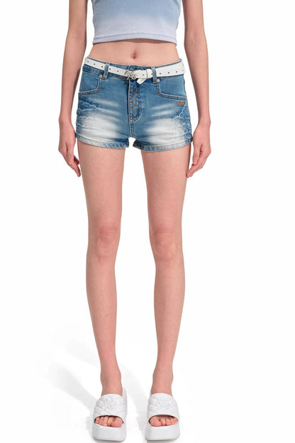 Equestrian Denim Skinny Shorts