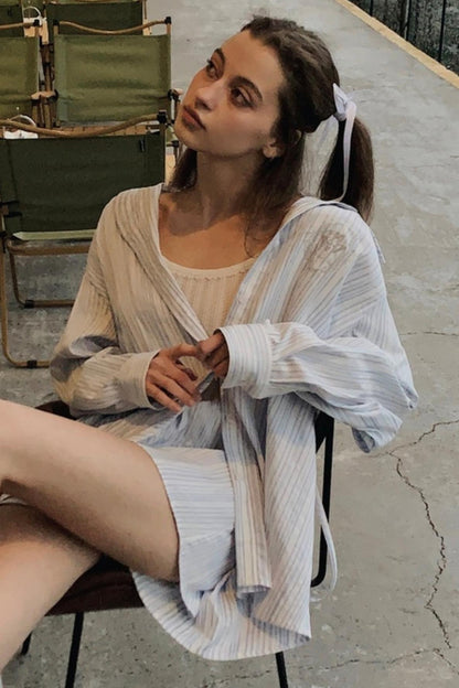 Blue Striped Casual Set-Up