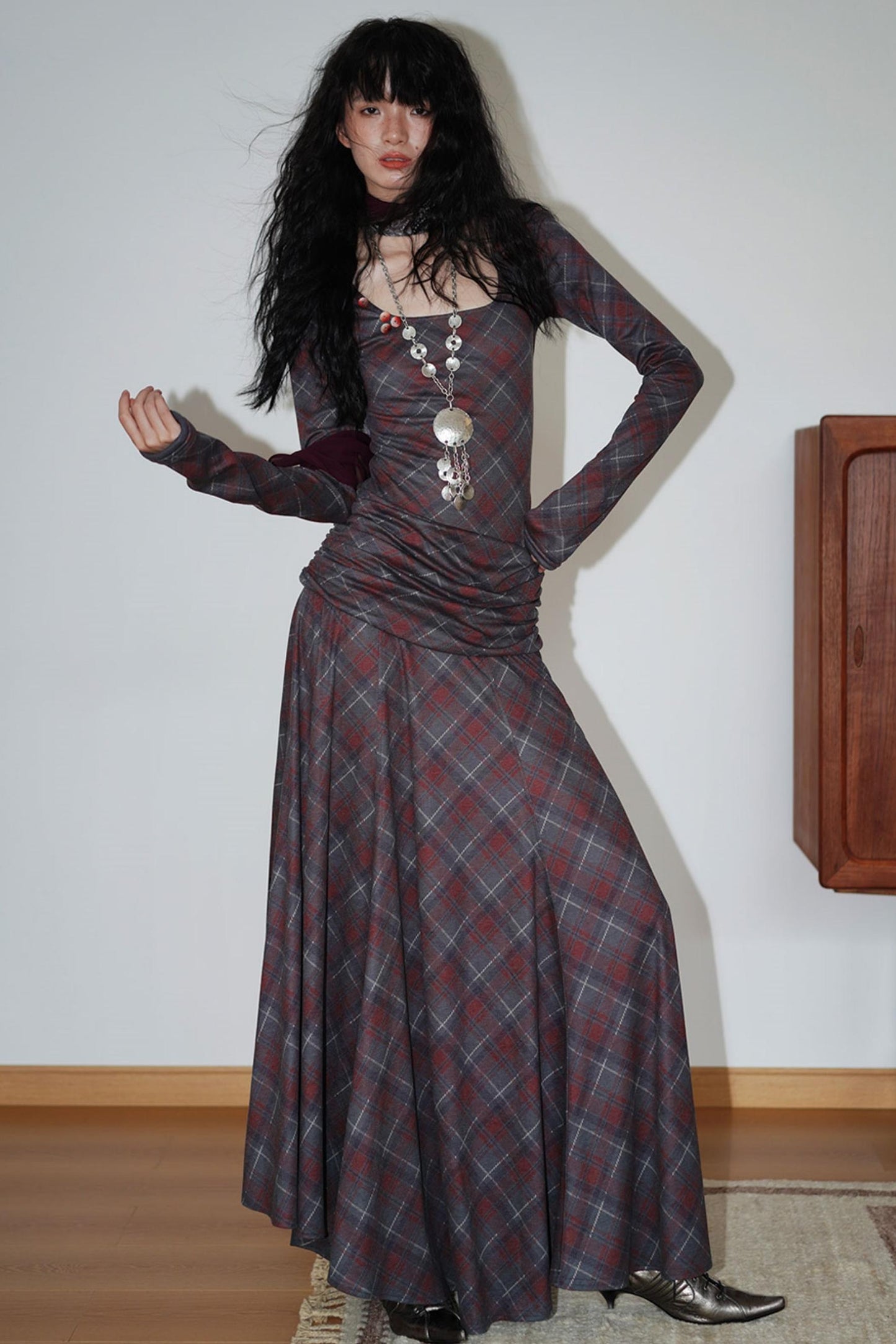 Vintage Check Slim Dress