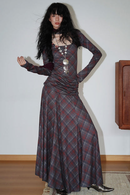 Vintage Check Slim Dress