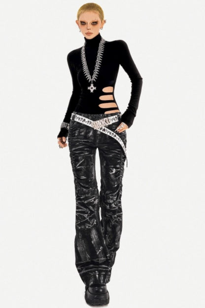 Deconstructed Black Denim Pants