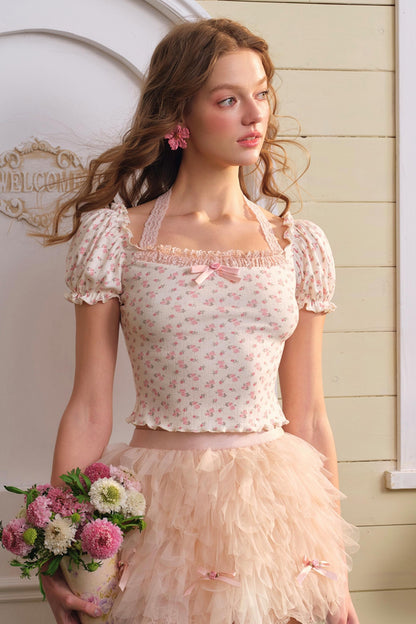 Floral One-Shoulder Top & Skirt Set-Up