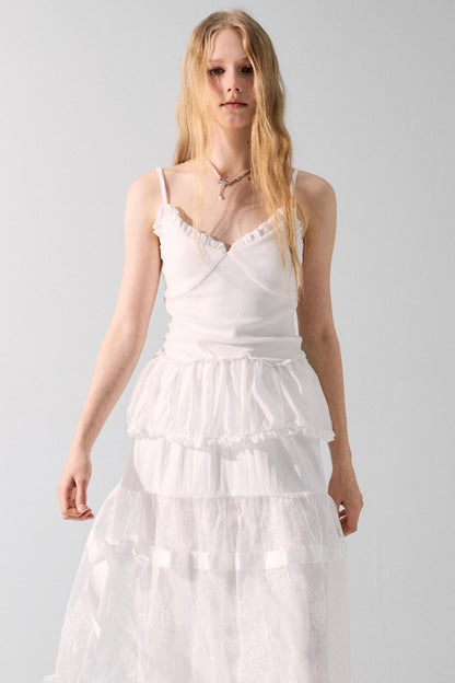 Romantic Bow Detail Long Skirt